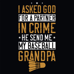 Baseball playing grandpa typography tshirt design 