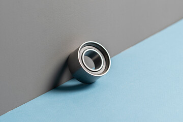 new car engine timing belt metal roller or pulleys isolated