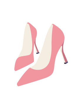 Concept Girl's stuff heels. This illustration is designed in a flat, vector style with a clear concept of girls stuff. The cartoon design showcases a pair of stylish pink heels. Vector illustration.