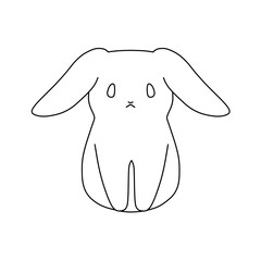 正面を向いたウサギの線画