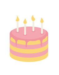 Concept Girl's stuff cake. This illustration is designed in a flat, vector style with a clear concept of girls stuff. The cartoon design features a delicious cake. Vector illustration.