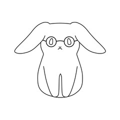 メガネをかけたウサギの線画