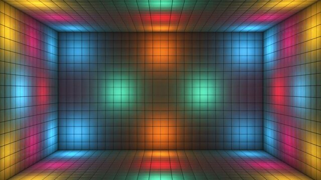 Broadcast Hi-Tech Alternate Blinking Illuminated Cubes Room Stage, Multi Color, Events, 3D, Loopable, 4K
