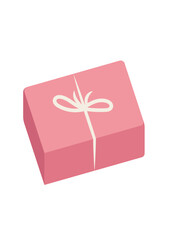 Concept Girl's stuff gift box. This illustration is designed in a flat, vector style with a clear concept of girls stuff. The cartoon design features a beautiful pink gift box. Vector illustration.