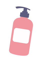 Concept Girl's stuff soap dispenser bottle. This illustration is designed in a flat, vector style with a clear concept of girls stuff. Vector illustration.