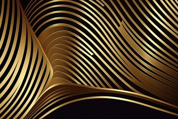 black and gold abstract background with flowing lines. Generative AI