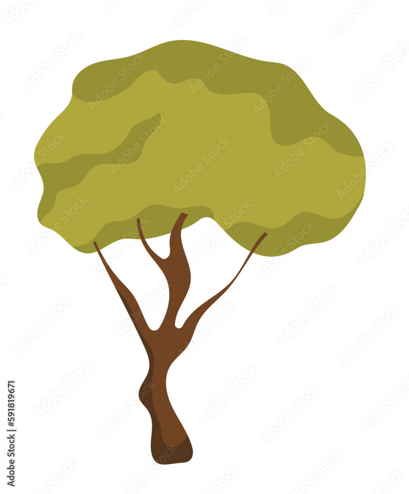 Poster concept tree. this illustration features a cartoon green tree designed in a flat, vector style with 