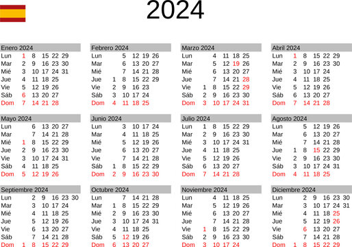 calendar of year 2024 in Spanish language with Spain public holidays