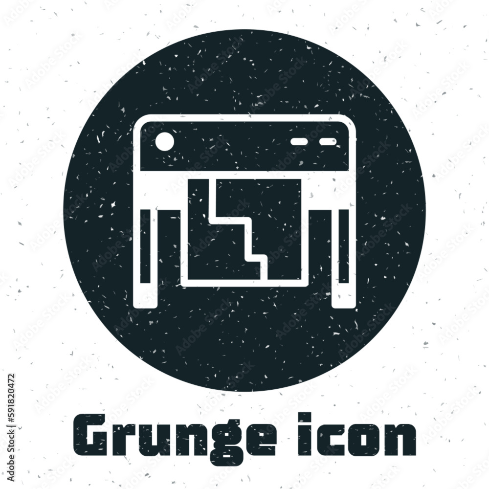 Aufkleber grunge plotter icon isolated on white background. large format multifunction printer. polygraphy, pr