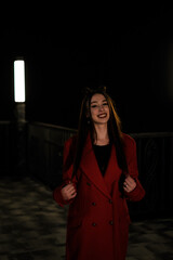 Young Adult in the Nights Darkness with Long Hair