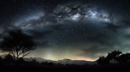 Fototapeta na wymiar Night Sky Landscape, Generative AI, Illustration