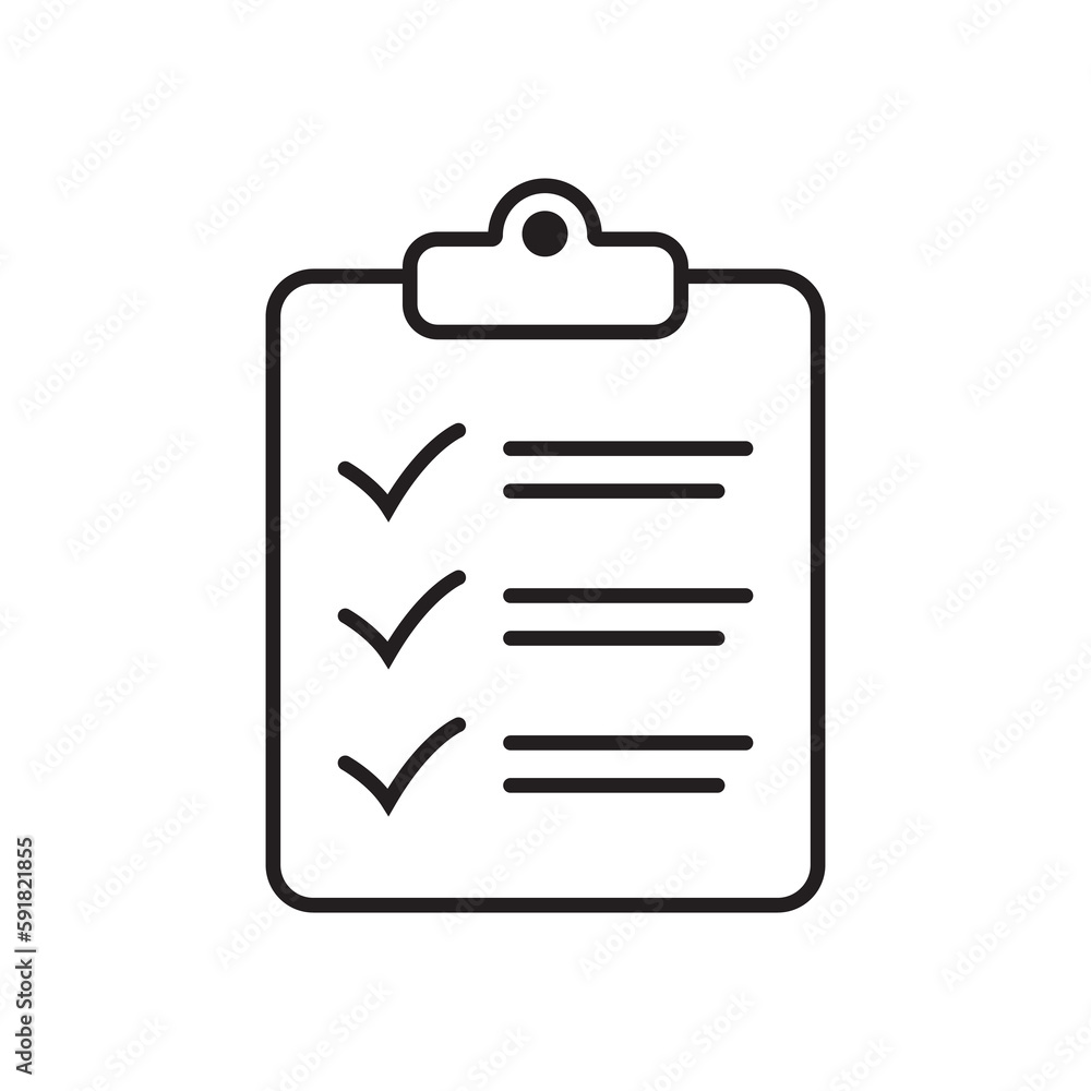Aufkleber clipboard and checklist icon. project management, questionnaire line icon. to do list vector icon fo