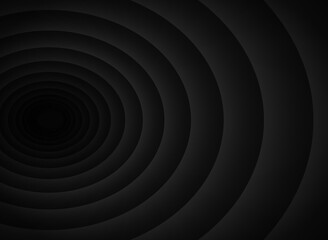 Abstract unusual horizontal illustration of oval volumetric gradient black and gray lines or shapes that overlap each other in the form of a sphere cave. Design seamless monochrome illusion pattern