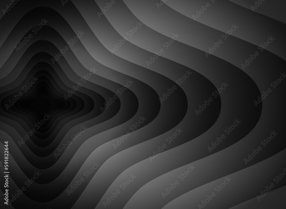 Aufkleber abstract unusual horizontal illustration or banner of wavy gradient gray and black lines that are la