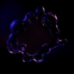 abstract torus neon colored in dark mode, 3d render