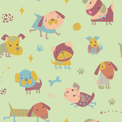Dogs seamless pattern