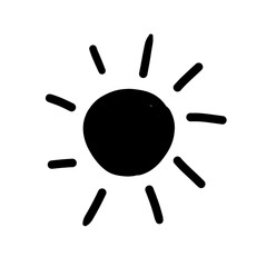 Scribble doodle sun hand drawn simple drawing vector icon weather climate positive emotion set