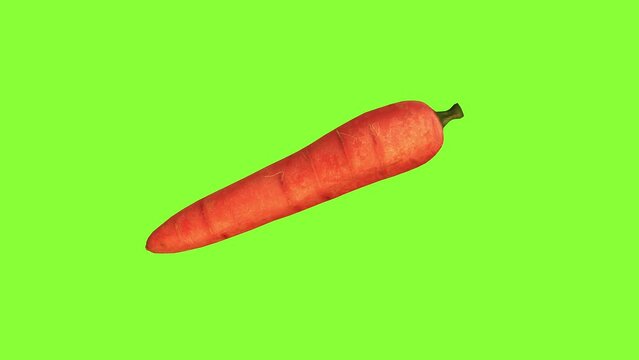 carrot 3D moton isolated on green background - loop animation