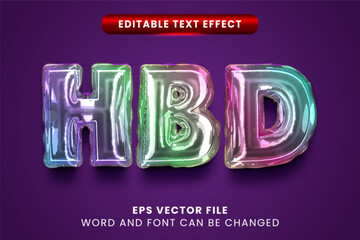 Rainbow Foil Happy Birthday Balloon text effect
