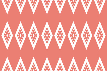 Ethnic weaving of pattern. Design rhombus shape white on light red background. Design print for illustration, texture, textile, wallpaper, background. Set 10