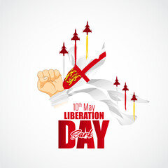 Vector illustration for Happy Liberation Day Sark social media story feed mockup template post
