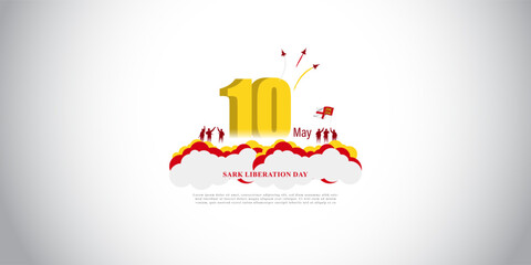 Vector illustration for Happy Liberation Day Sark social media story feed mockup template post