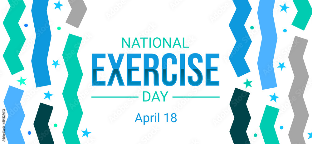 Poster national exercise day background with typography and design shapes