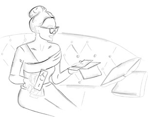 Woman counting money and bills vector storyboard. Energy Crisis concept