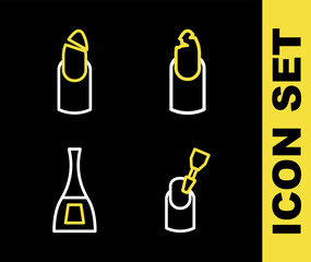 Fototapeta premium Set line Broken nail, Milling cutter for manicure, Bottle of polish and icon. Vector