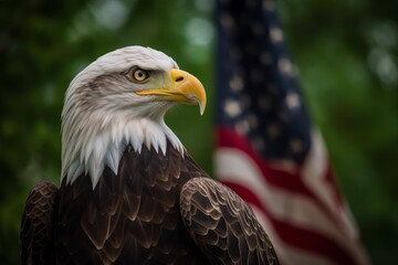 Memorial Day, Bald Eagle, American Flag, Generative AI