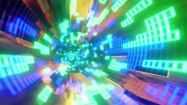3D animation of a modern futuristic sci-fi wormhole