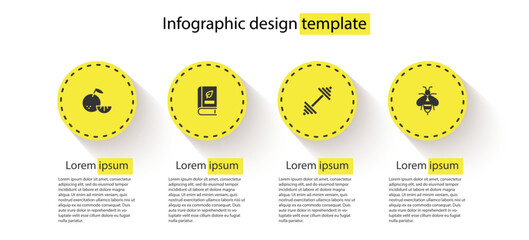 Set Citrus fruit, Medical book, Dumbbell and Bee. Business infographic template. Vector