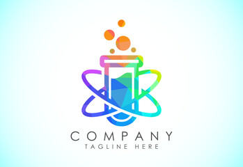 Polygonal lab logo design vector template, Low poly lab logo science vector illustration