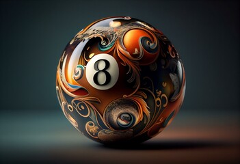 Pool Ball Number 9, 3D Rendering. Generative AI - obrazy, fototapety, plakaty