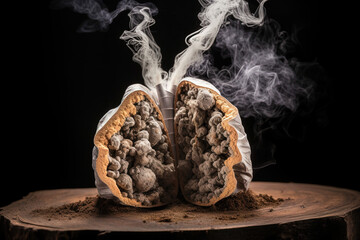 lungs after smoking. health desease. Ai generated