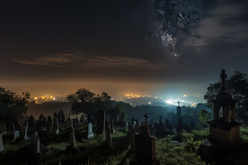 Obraz premium Night sky over the beautiful jungle view. Ai generated