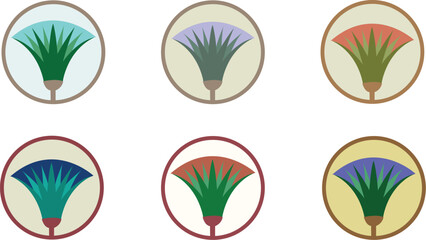 Ancient Egypt Lotus Flowers The Pharaonic symbol - Illustration Vector Icons Set with ancient Egyptian Color palettes	
