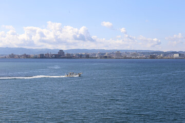 boat on the ocean skyline Kagoshima