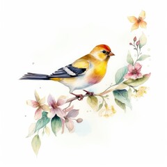 Watercolor Darling Goldfinch Generative Ai
