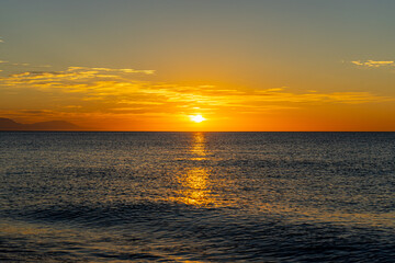 Sunrise over Mediterranean Sea, Costa del Sol, Malaga, Spain