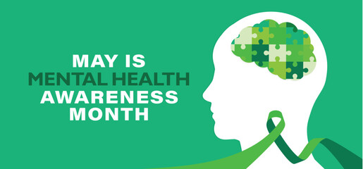 Mental health awareness month, vector illustration for poster, banner,print, web