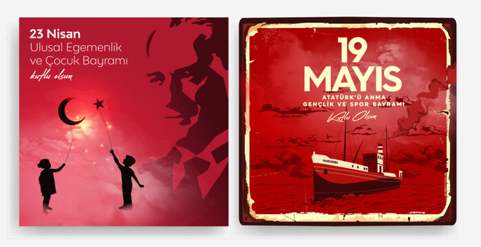 19 mayis Ataturk'u Anma,Genclik ve Spor Bayrami (19 may Commemoration of Ataturk, Youth and Sports Day. 23 Nisan Ulusal Egemenlik ve Çocuk Bayramı (23rd April. national sovereignty and children's day)