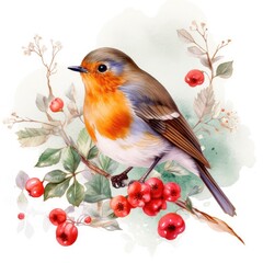 A beautiful watercolor Little Robin Generative Ai