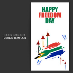 Vector illustration of Happy South Africa Freedom Day social media story feed mockup template