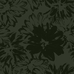 Neutral Colour Abstract Floral Seamless Pattern Design