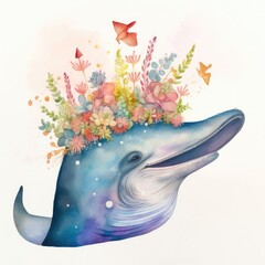 Watercolor Whale Generative Ai