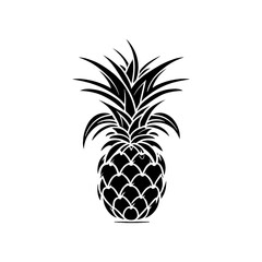 Pineapple vector art, pineapple,  isolated on white background,  Vector black and white illustration, vector illustration.