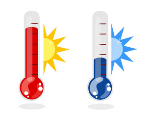 Meteorology thermometer with high hot, low cold. Weather climate control thermostat equipment