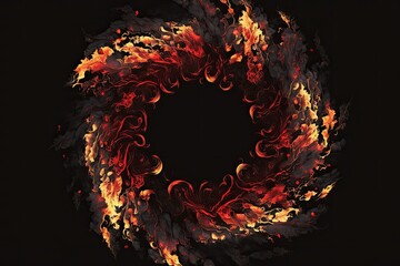 fiery circle on a dark background. Generative AI