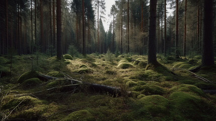 Obraz premium Forest, Generative AI, Illustration